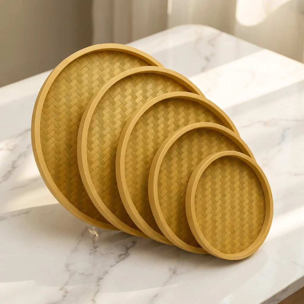 Bambuura Artisan Handwoven Bamboo Tray & Basket
