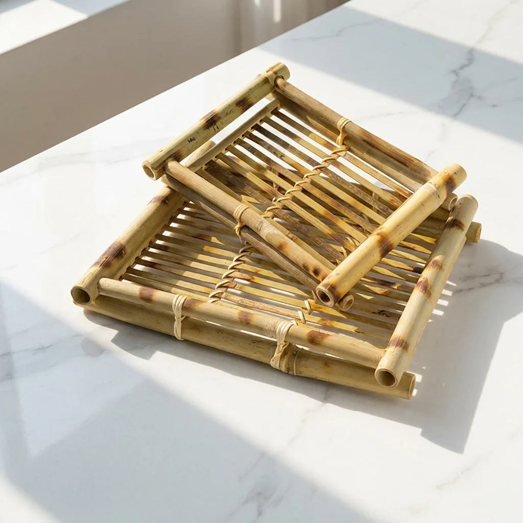 Bambuura Handwoven Rectangular Serving Tray & Raft
