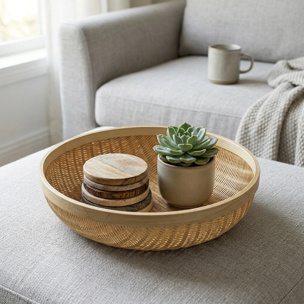 Nordic Sofa Setting with Basket