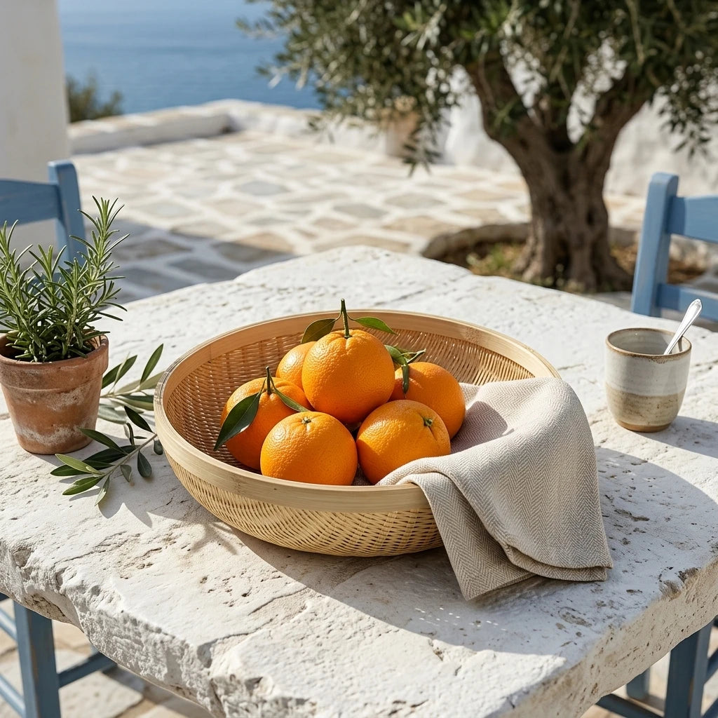 Mediterranean Patio Basket with Oranges