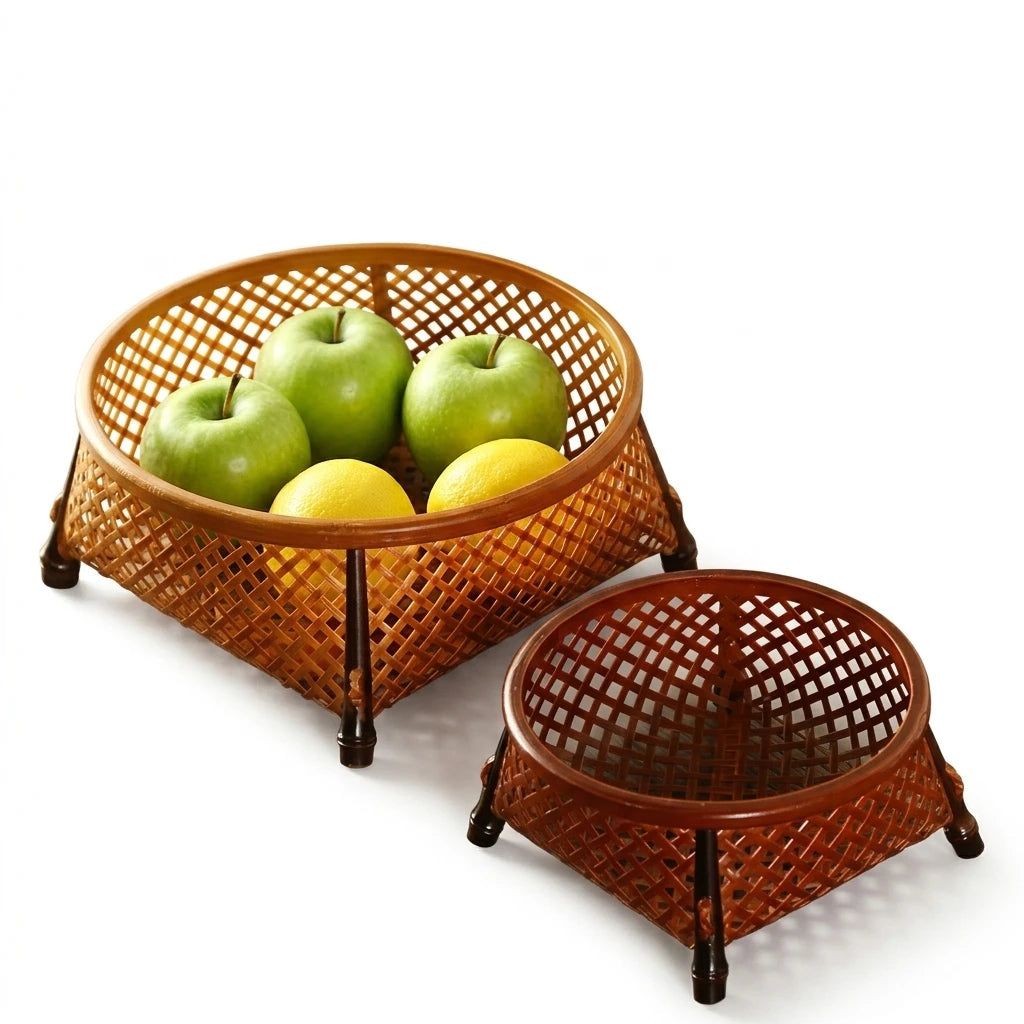 Handwoven Fruit Tray White Background