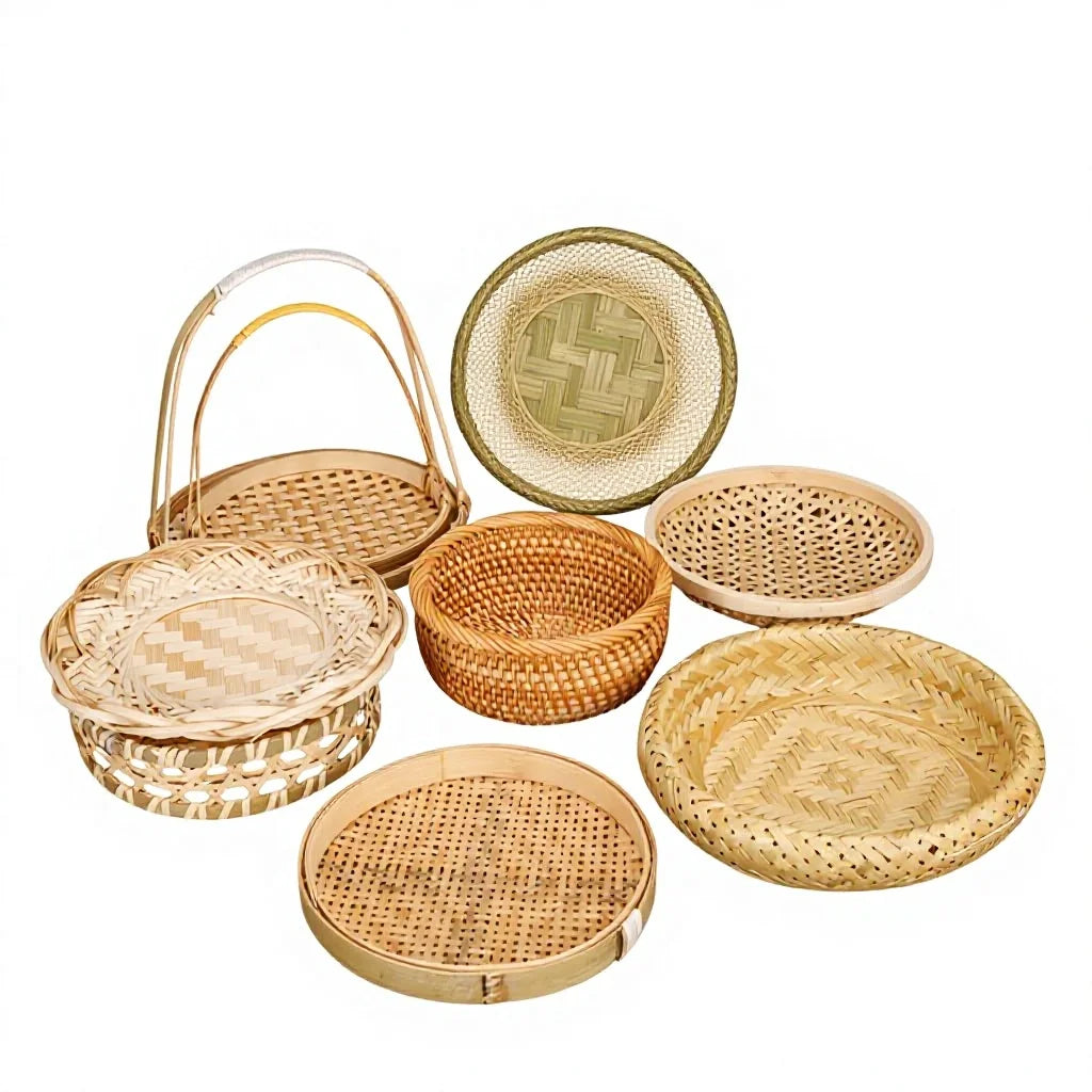 Bambuura Handwoven Tea Tray & Pastry Basket